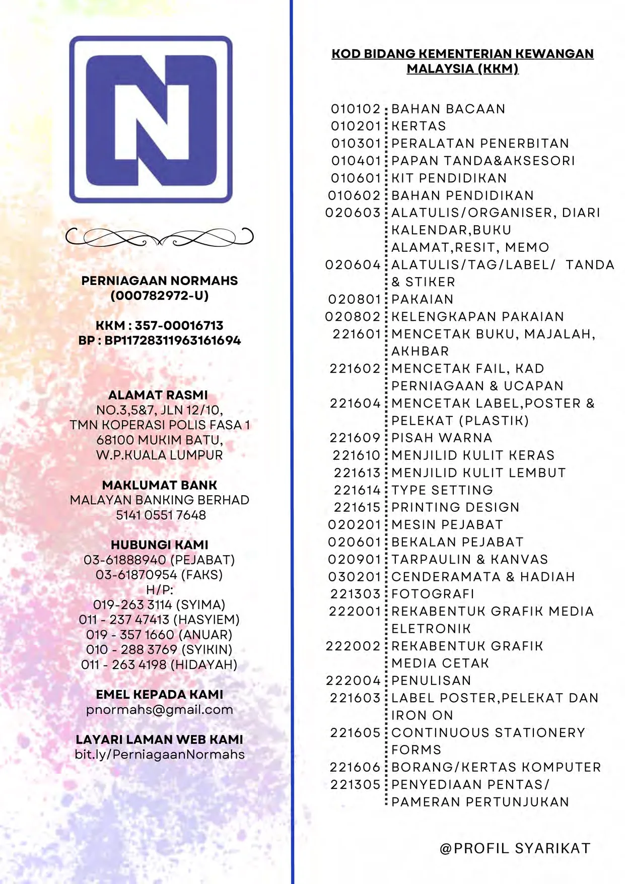 Halaman 3 profil syarikat Perniagaan Normahs
